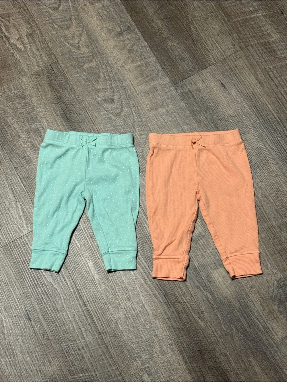 Carter's Mint Dot & Peach Knit Leggings Set C1